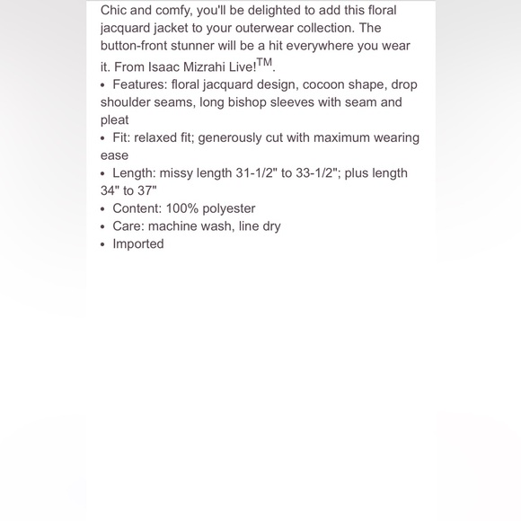 Pink, Emerald & Navy Floral Jacquard Jacket Coat | Mizrahi | Fur Lined | NWT - Picture 5 of 8